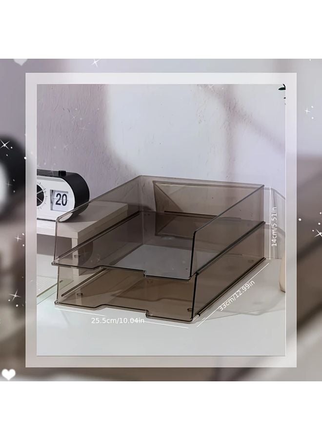 حامل الملفات العمودي رباعي الطبقات صواني شفافة ألوان قابلة للإزالة فواصل منظم سطح المكتب - Image 2